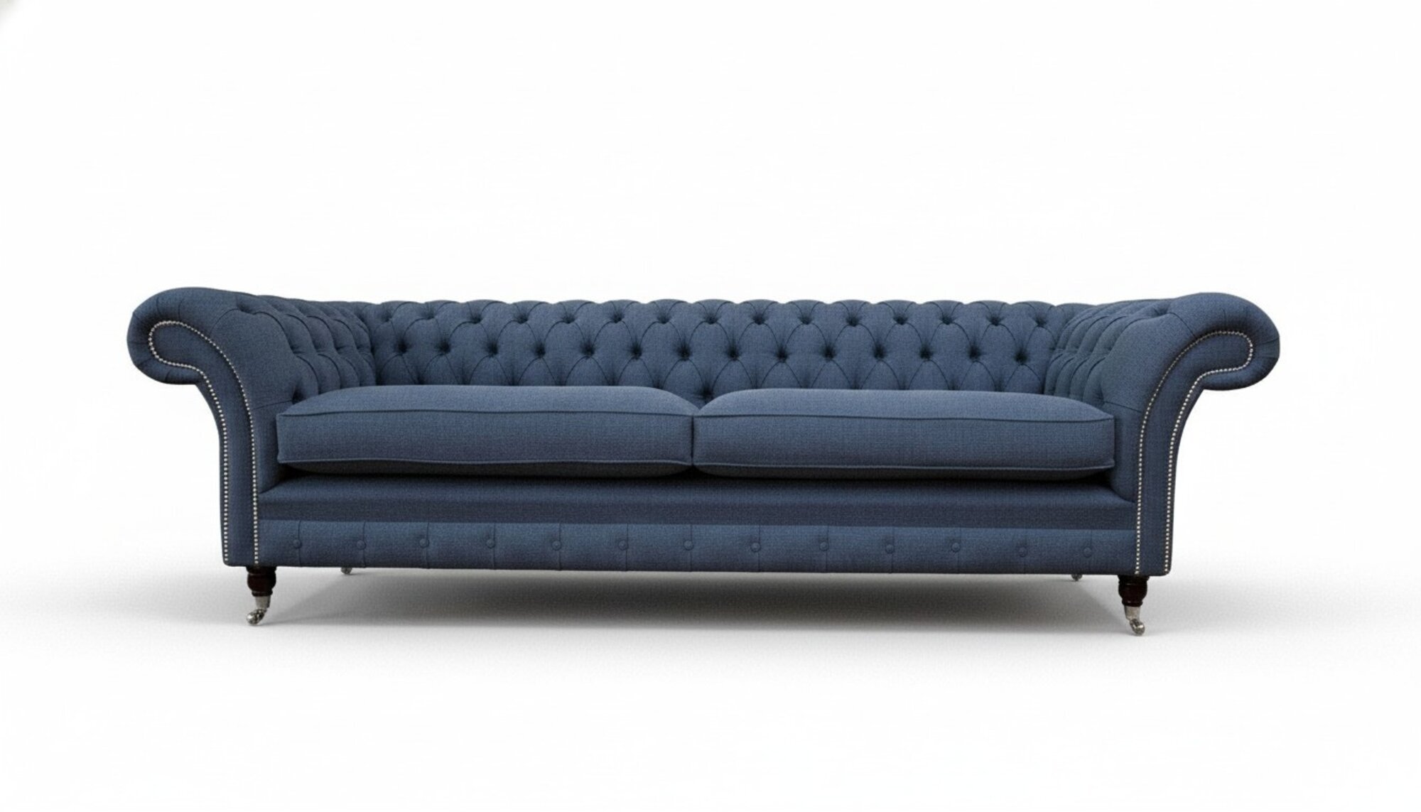 Design Sofa 4 Sitzer Couch Textil Polster Blau Sofas Chesterfield Neu