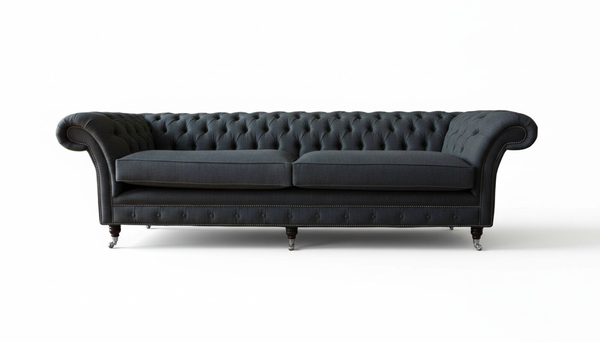 Design Sofa 4 Sitzer Couch Textil Polster Klassische Sofas Chesterfield