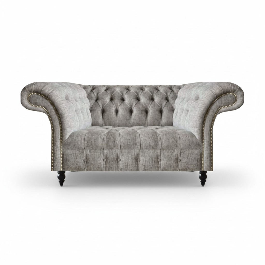 Design Sofa Couch Zweisitzer Grau Sitzmöbel Wohnzimmer Einrichtung Chesterfield