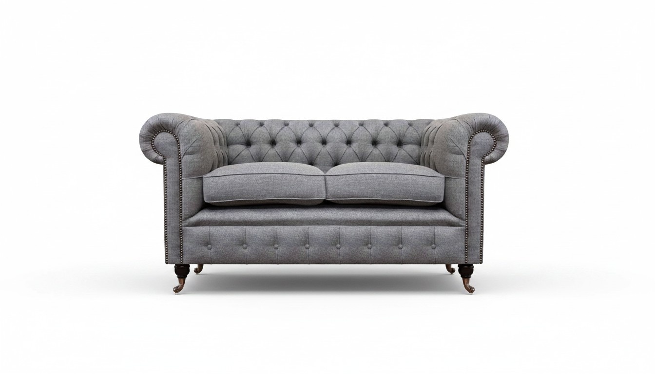 Design Sofa Polster Couch Grau Luxus Textil Zweisitzer Sofas Chesterfield