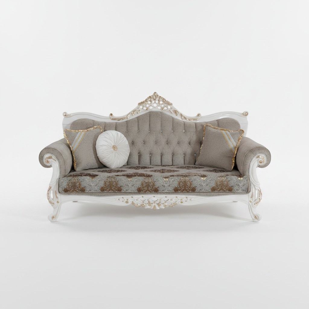 Design Sofa Polster Couch Weiß Garnitur Luxus Textil Sofas Chesterfield