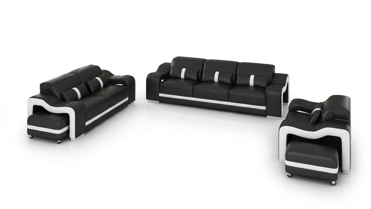 Design Sofagarnitur Couch Polster Sofas Leder Modern 3+1 Sitzer Komplett Set Neu