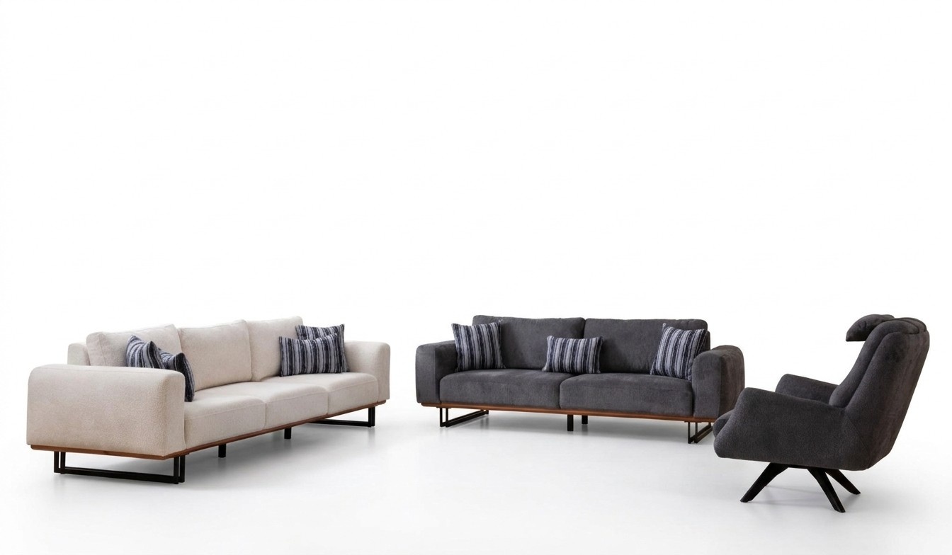 Design Sofagarnitur Wohnzimmer Set Moderne Garnituren 4+3+1 Sitz 3tlg.