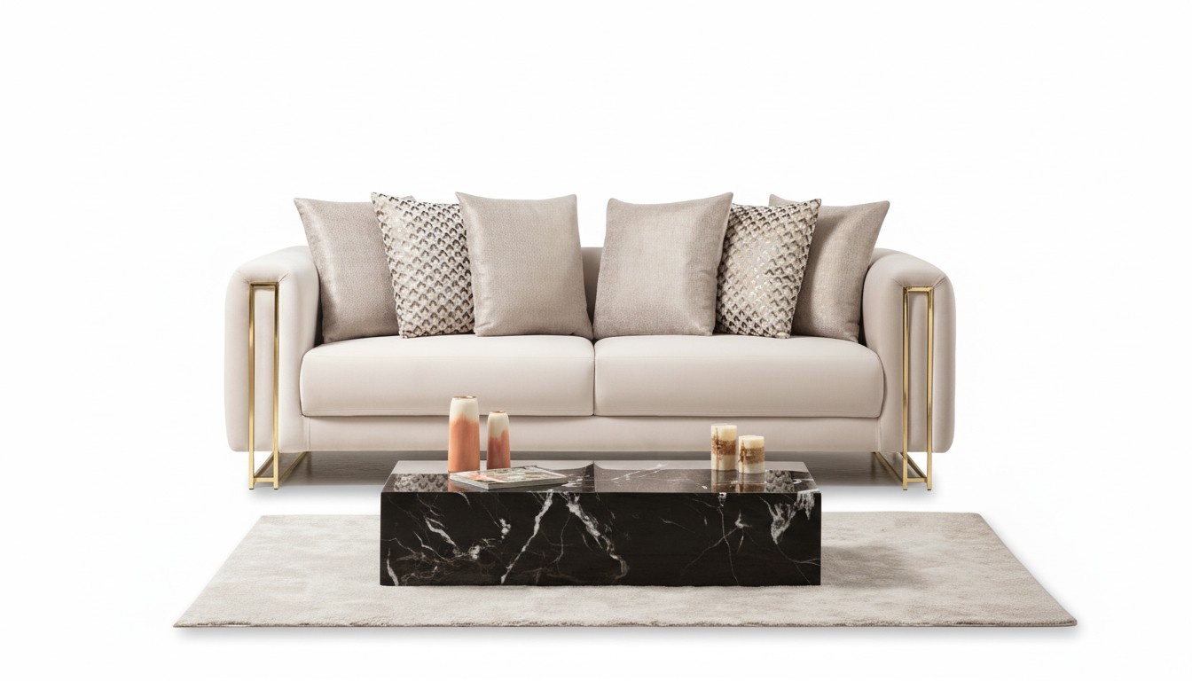 Design Textil 3 Sitzer Weiß Elegant Modern Sofa Polsterung Couch Neu Wohnzimmer