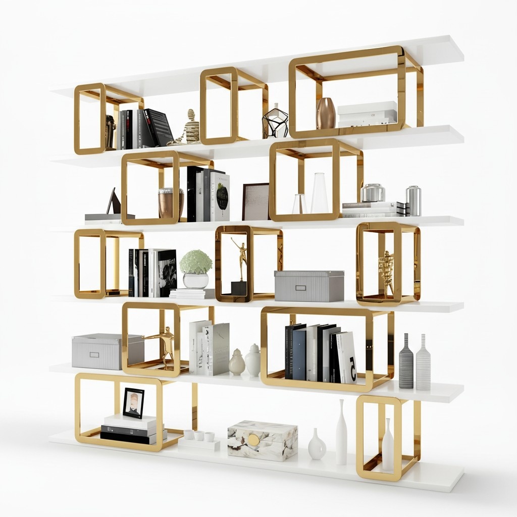 Design Trenn Wand Regal Wohn Zimmer Schränke Edelstahl Regale Neu