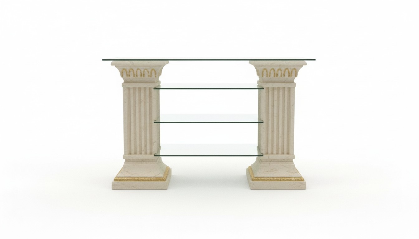Design Vitrine Regal Glas Säule Vitrinen Dekor Regale TV Schrank Wohnzimmer