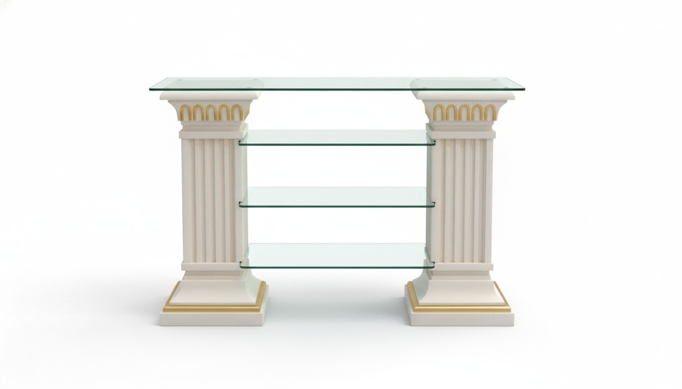 Design Vitrine Regal Glas Säule Vitrinen Regale Dekor TV Schrank Wohnzimmer
