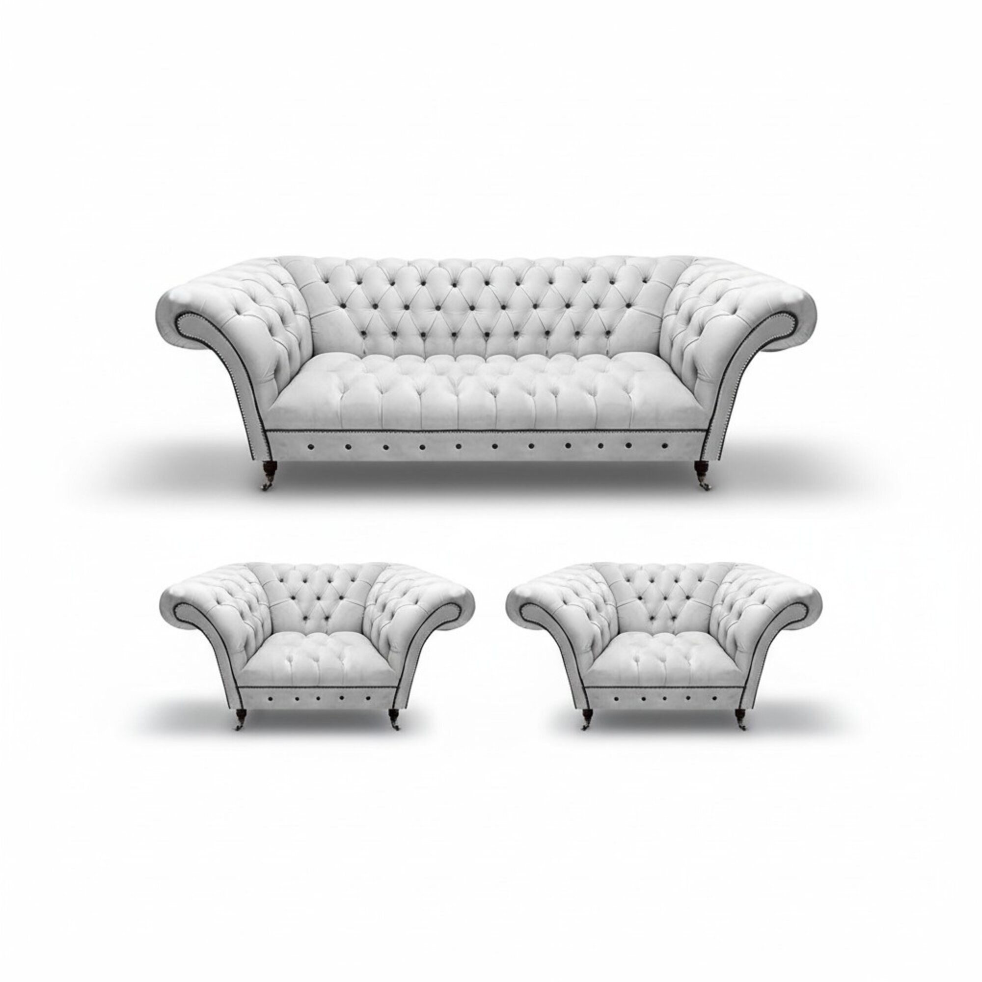 Design Weiß Set Sofagarnitur 3tlg Chesterfield Wohnzimmer Modern Sessel Neu