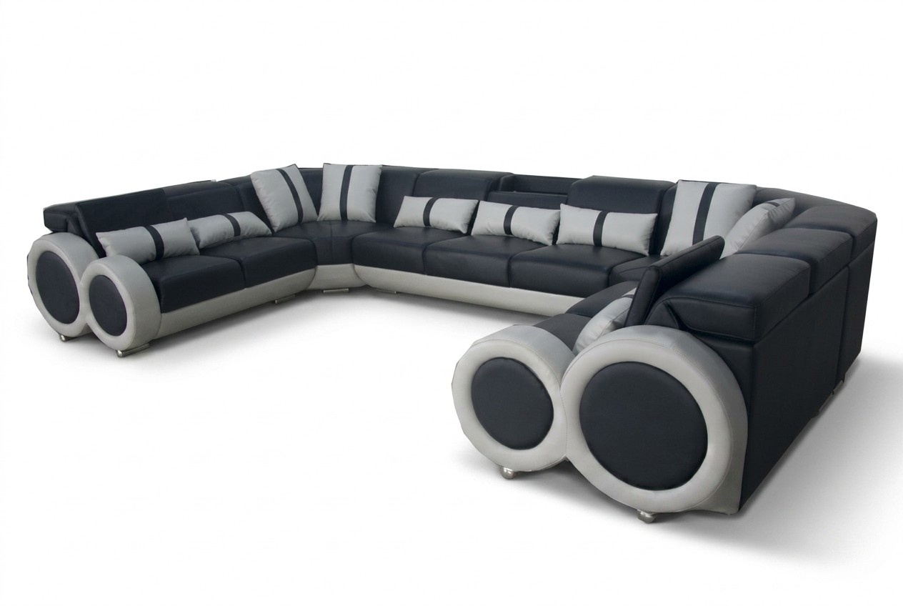 Design Wohnlandschaft Leder Sofa Couch Polster Eckgarnitur Moderne Sitz Ecke USB