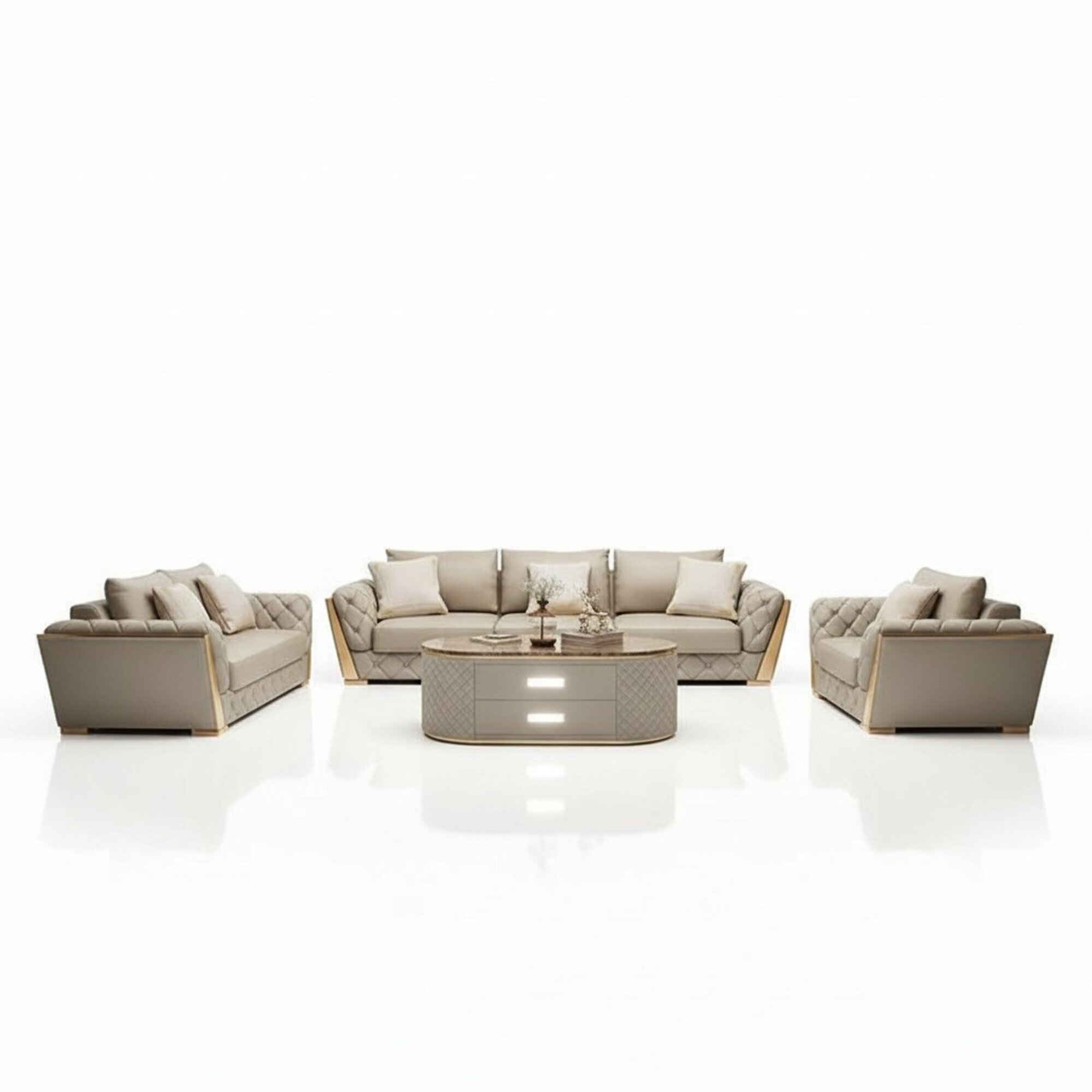 Design Wohnlandschaft Sofagarnitur 3+2 Sitzer Ledersofa Wohnzimmer