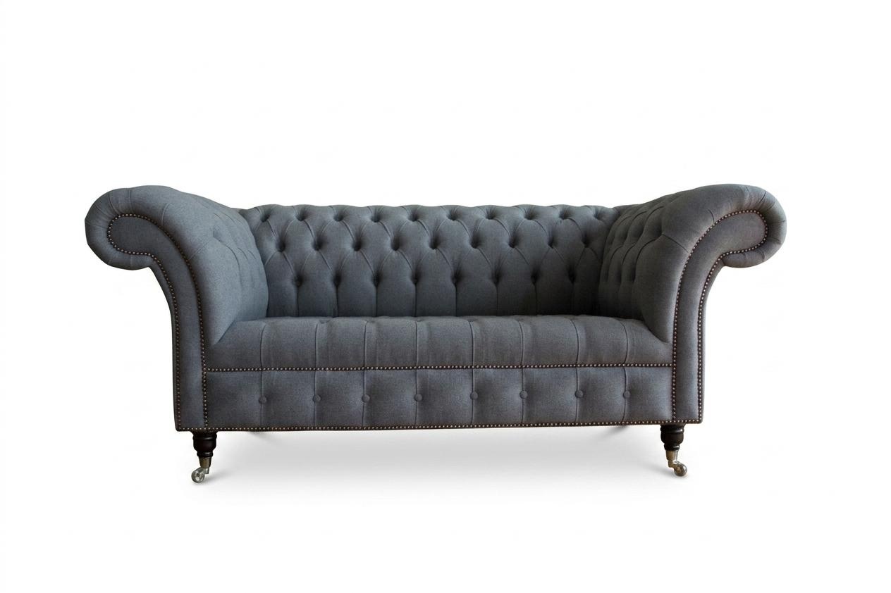 Designer 2 Sitzer Textil Sofas Couchen Chesterfield Ledersofa Couch Polster