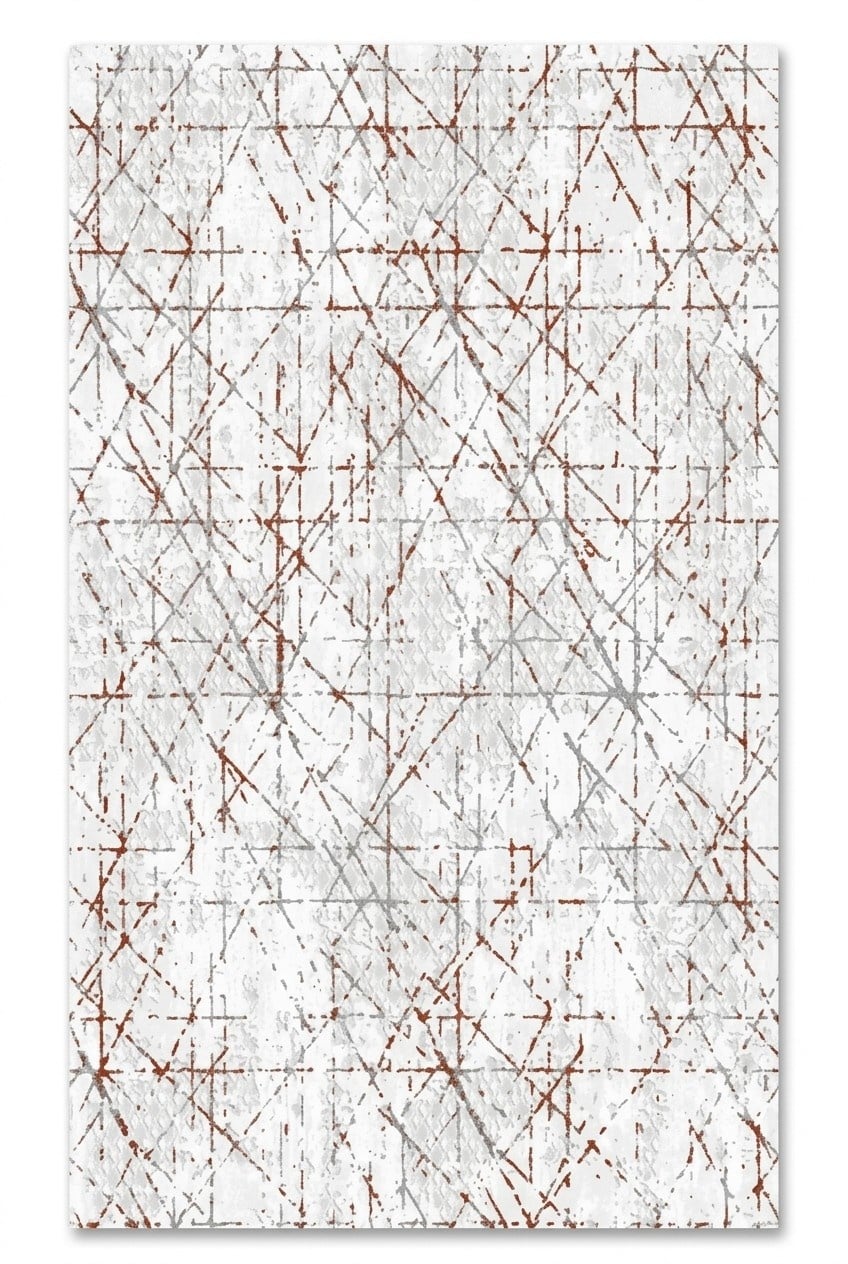 Designer Beige Teppich mit Braunen Grauen Linien Kurzflor Wohnzimmer Teppiche