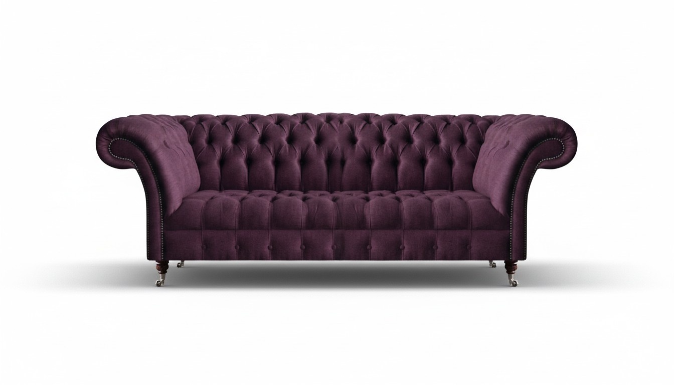 Designer Chesterfield Lila Stoffsofa Designer Couchen Luxus Dreisitzer