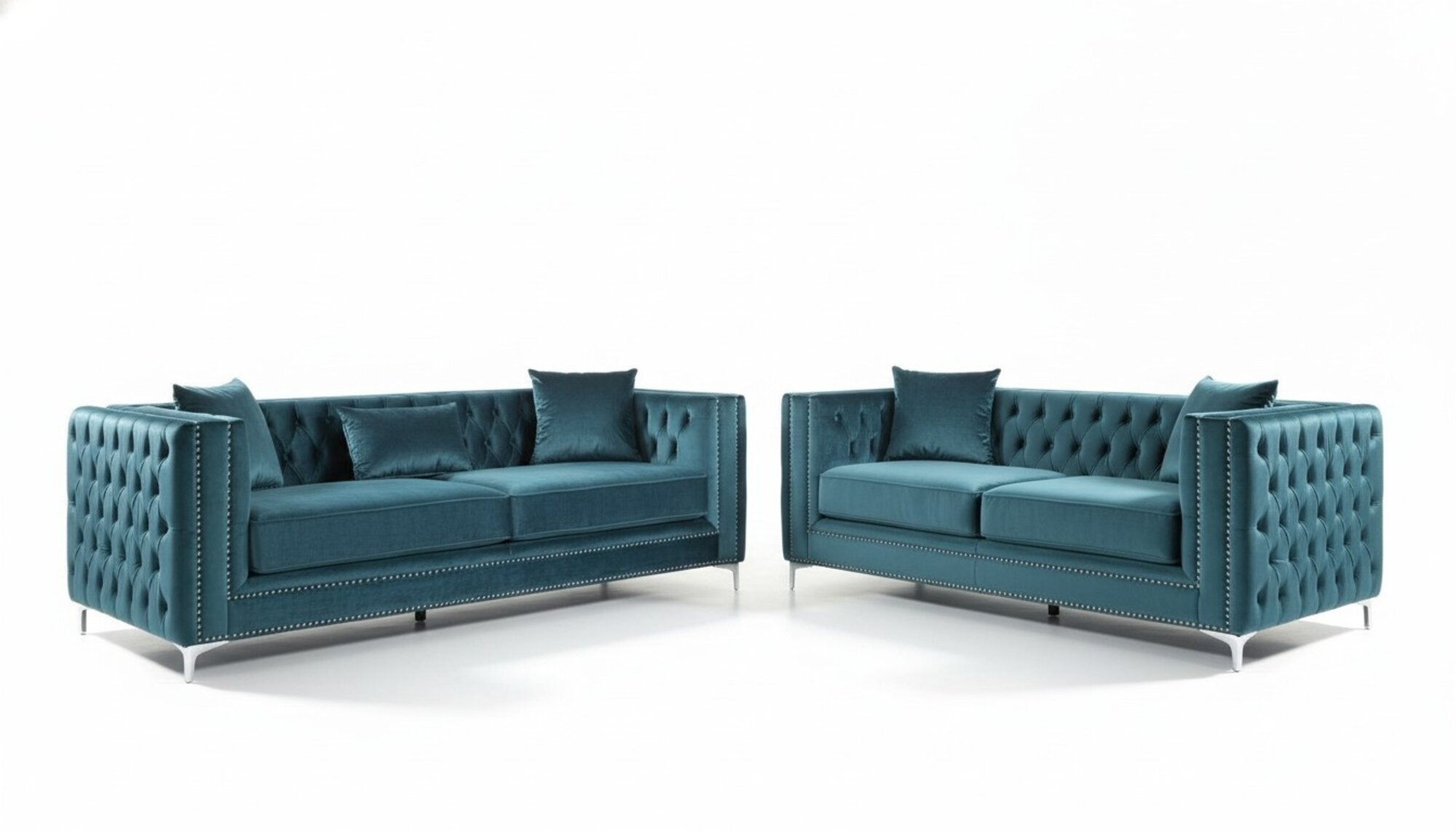 Designer Chesterfield Luxus Villen Möbel Samt Stoff Couchen Sofa