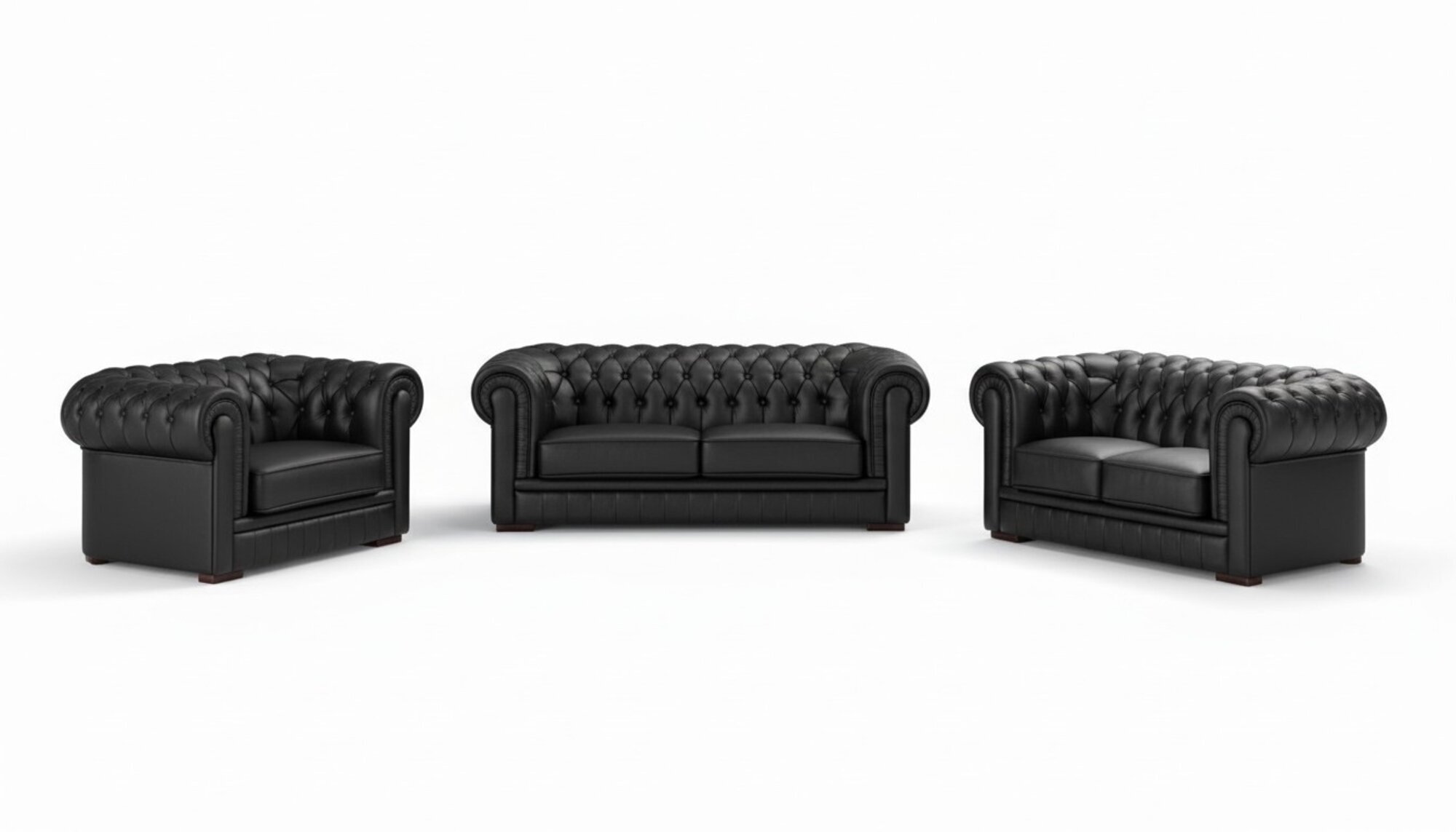 Designer Chesterfield Sofagarnitur Leder 3+2+1 Leder Stoff Couch
