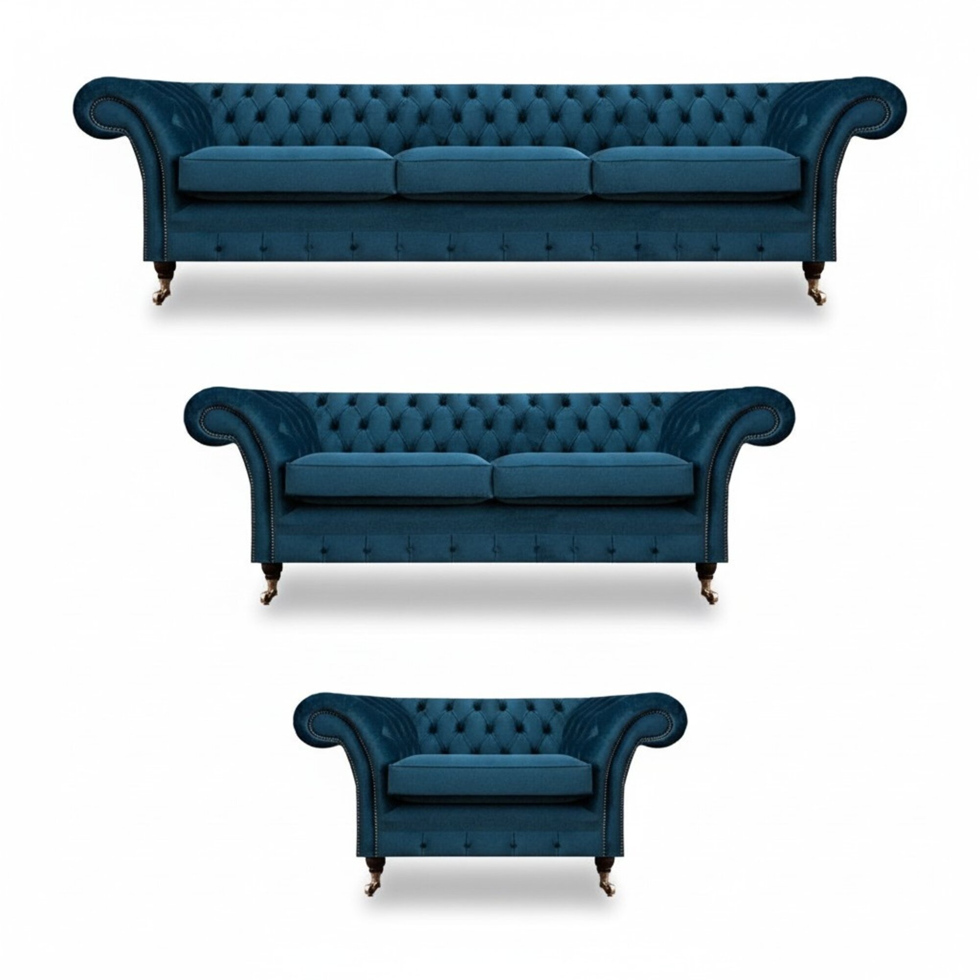 Designer Chesterfield Sofagarnitur Sofas Couch Polster Set Wohnzimmer 3+2+1