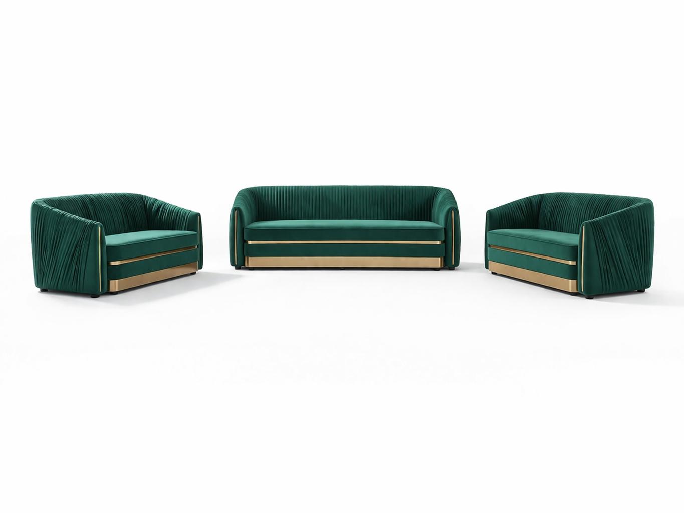 Designer Couch Polster Sitz Garnitur Sofa Garnituren Samt 3+2+2 Sitzer