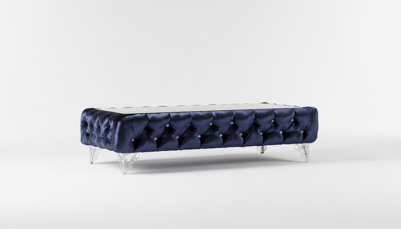 Designer Couchtisch Glastisch Tisch Chesterfield Leder Design Luxus