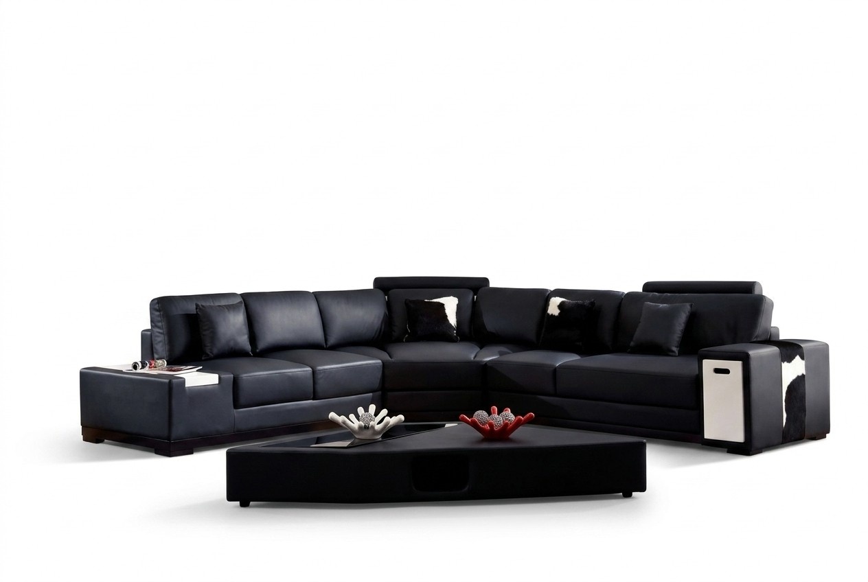 Designer Ecksofa Polster Wohnlandschaft Leder Couch Sofas Sofa XXL