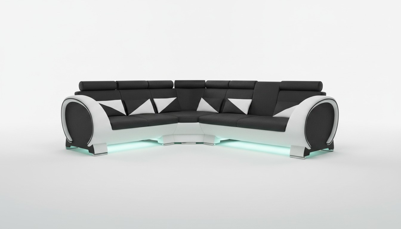 Designer Ecksofa Wohnlandschaft Sofa + USB Polster Garnitur Lounge Sofas Couchen