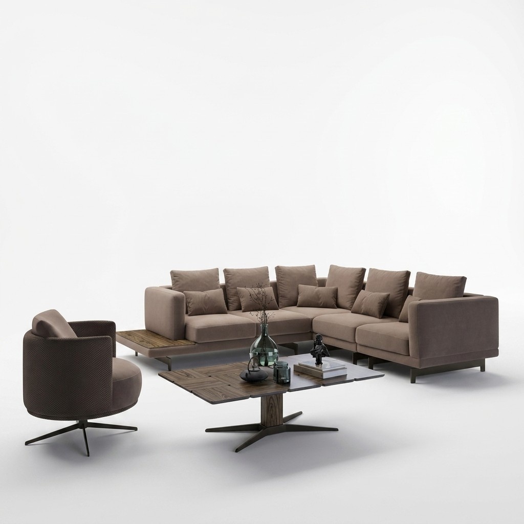 Designer Garnitur Wohnzimmer Set Sofa Couch L-Form mit Couchtisch