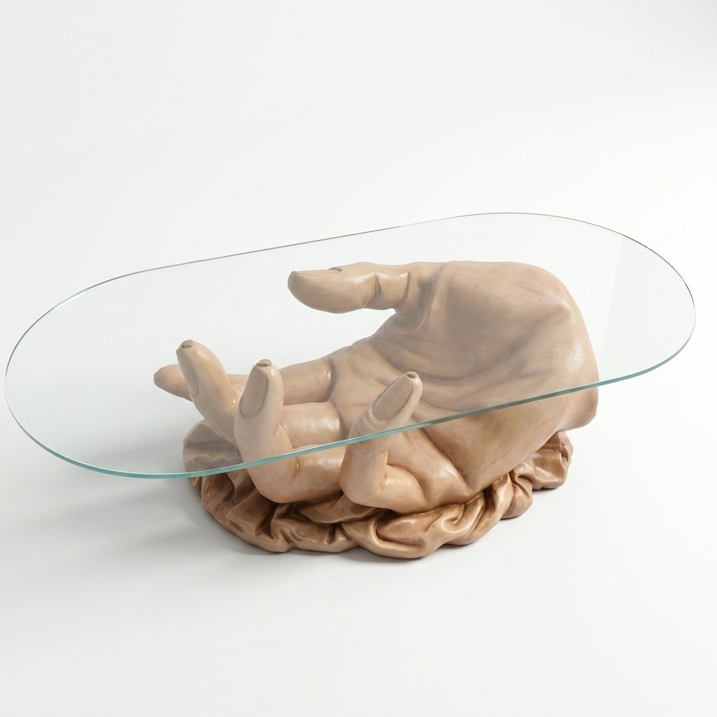 Designer Hand des Friedens Couchtisch Tische Beistell Glas XXL Rund