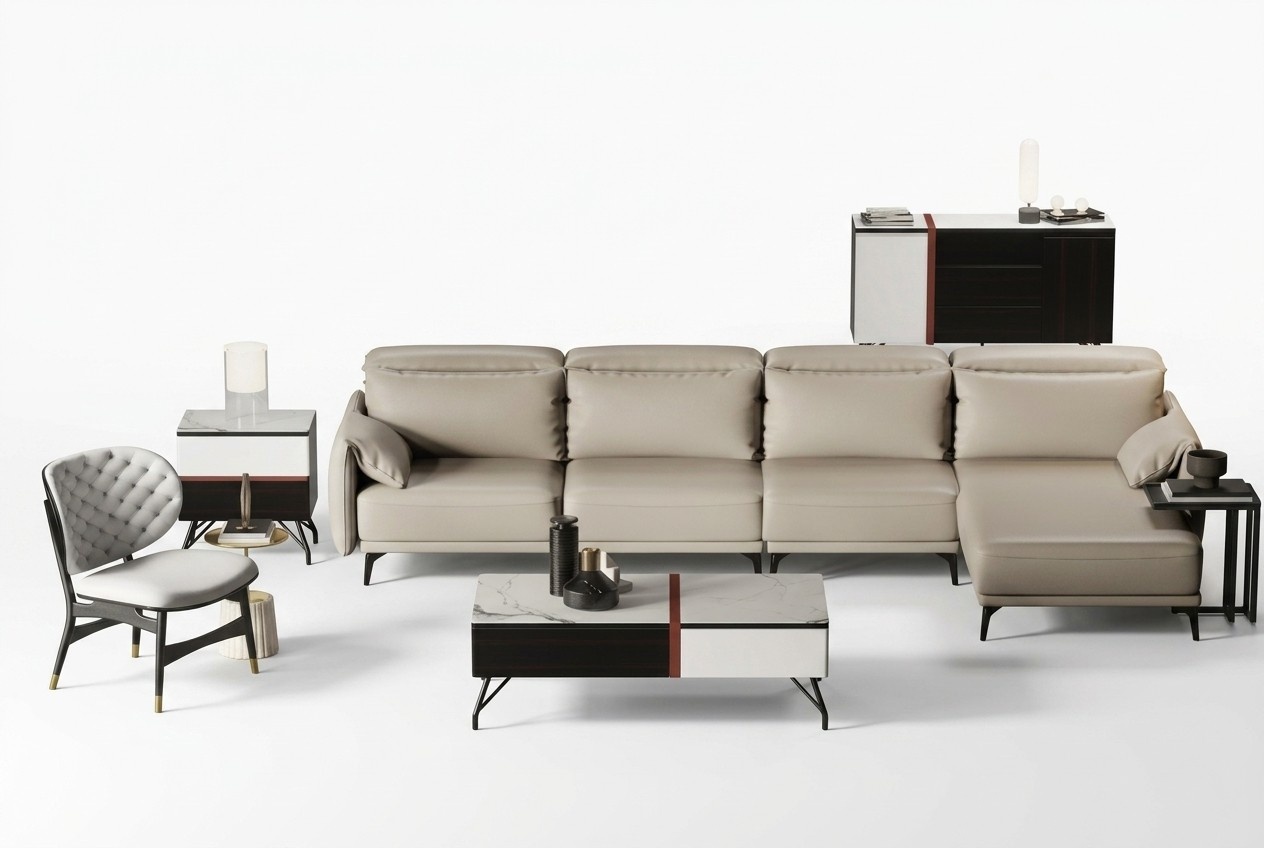 Designer Ledersofa Ecksofa Polster Eck Couch Sitz Eck L Form Garnitur