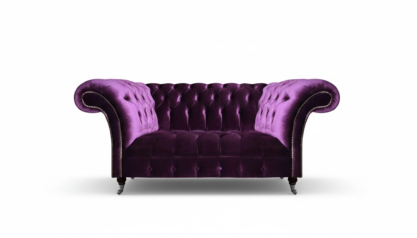 Designer Lila Chesterfield 2-Sitzer Wohnzimmer Sitzcouchen Edle Möbel