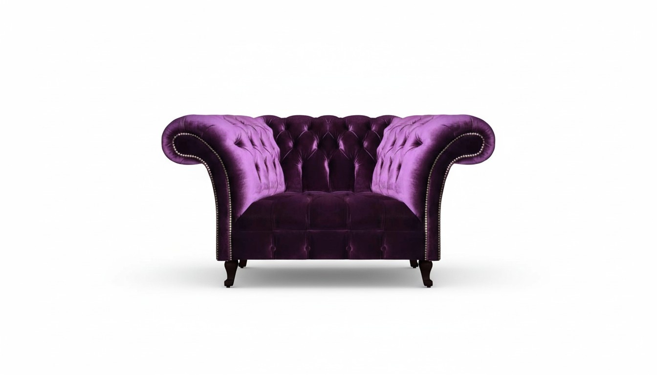 Designer Lila Chesterfield Lehnsessel Wohnzimmer Polstersessel Möbel