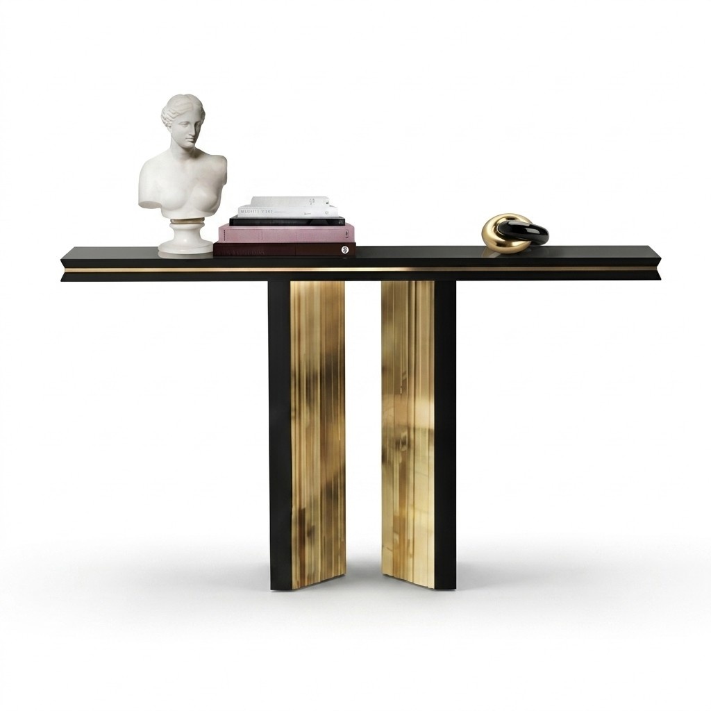 Designer Luxus Konsole Tisch Konsolen Tische Holz Metall Design Gold