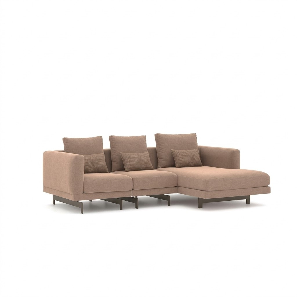 Designer Möbel Beige Eck Garnitur Polstermöbel Wohnzimmer Sofa Couch