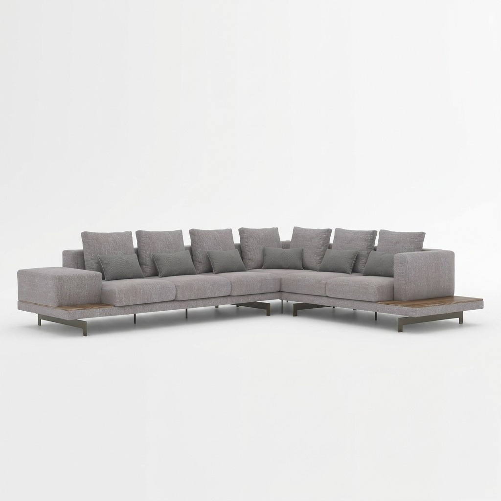 Designer Neu Ecksofa L-Form Grau Textil Möbel Wohnzimmer Einrichtung