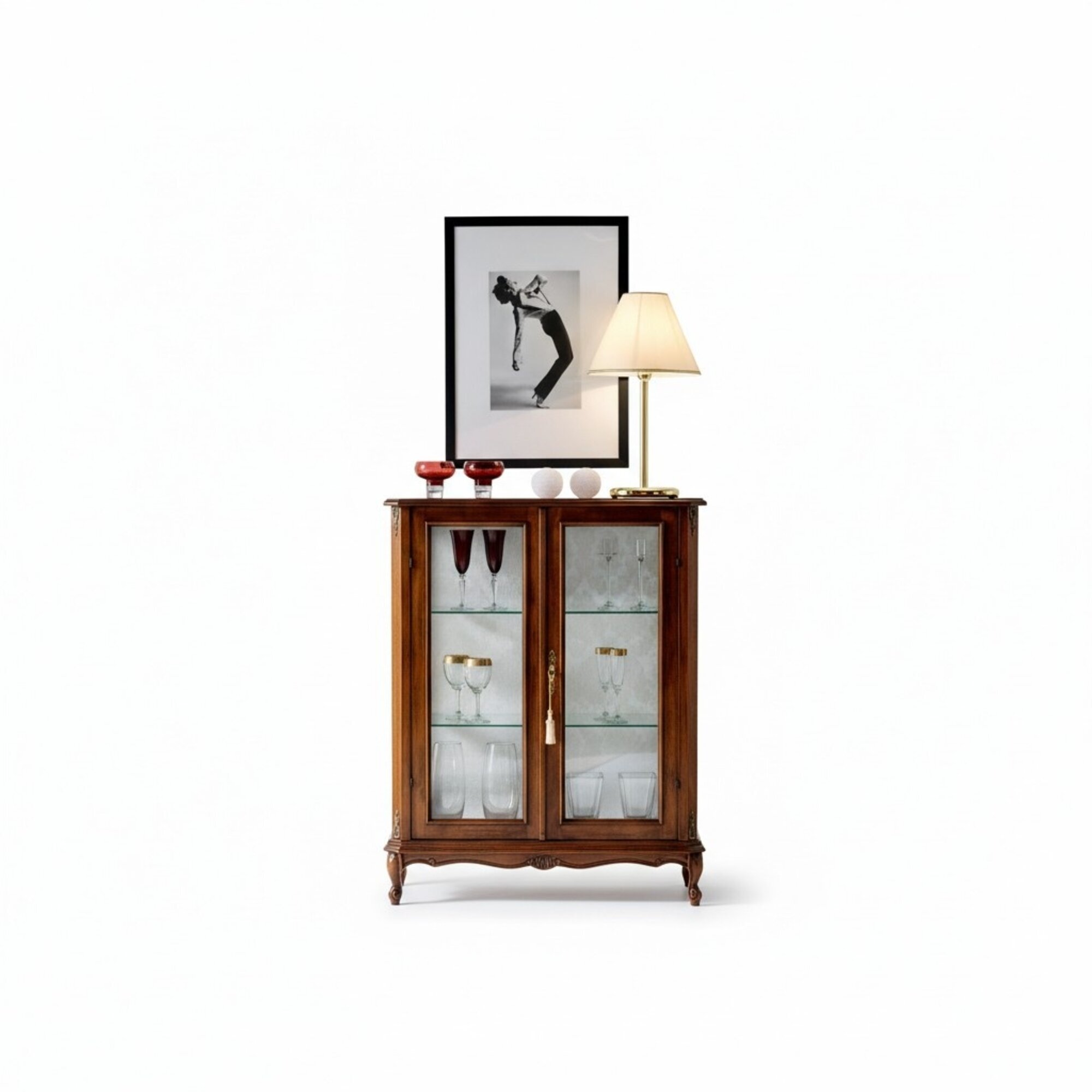 Designer Nicht Vitrine Holz Braun Anrichte Glas Türen Luxus Italienische Möbel