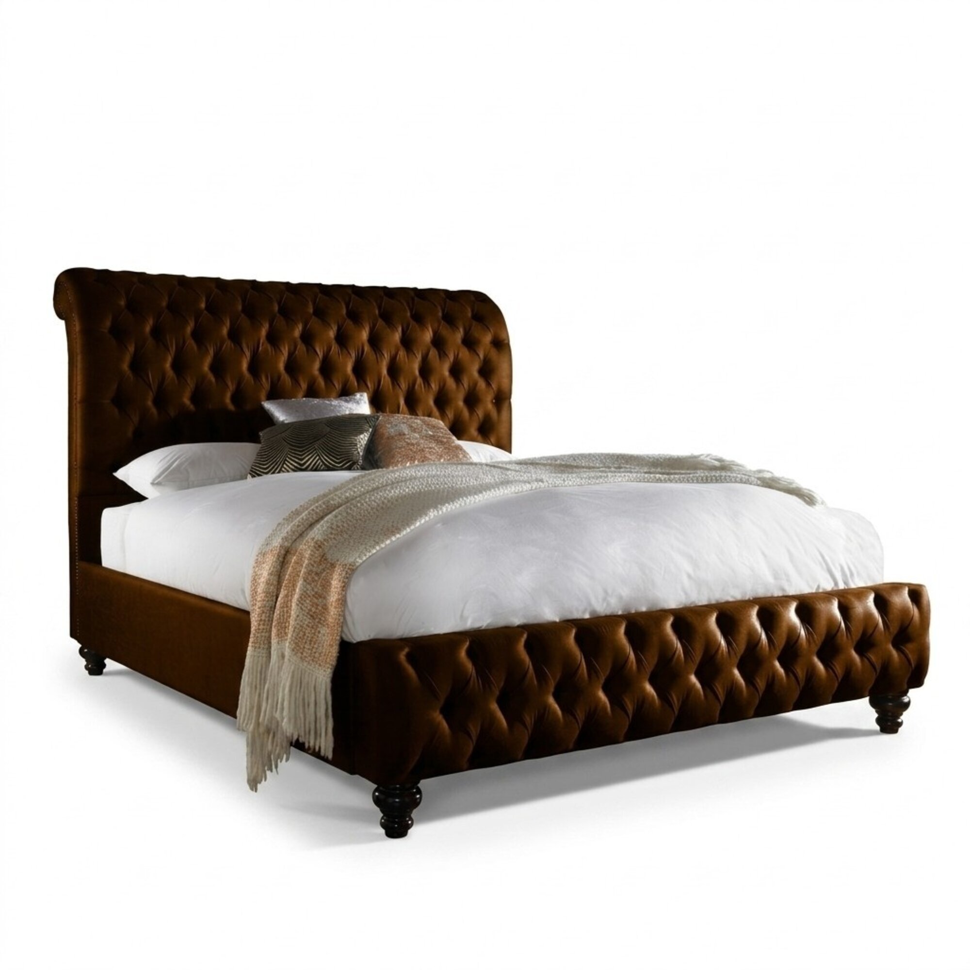 Designer Polsterbett Bett Betten Hotel Chesterfield Hotelbett Kunstleder