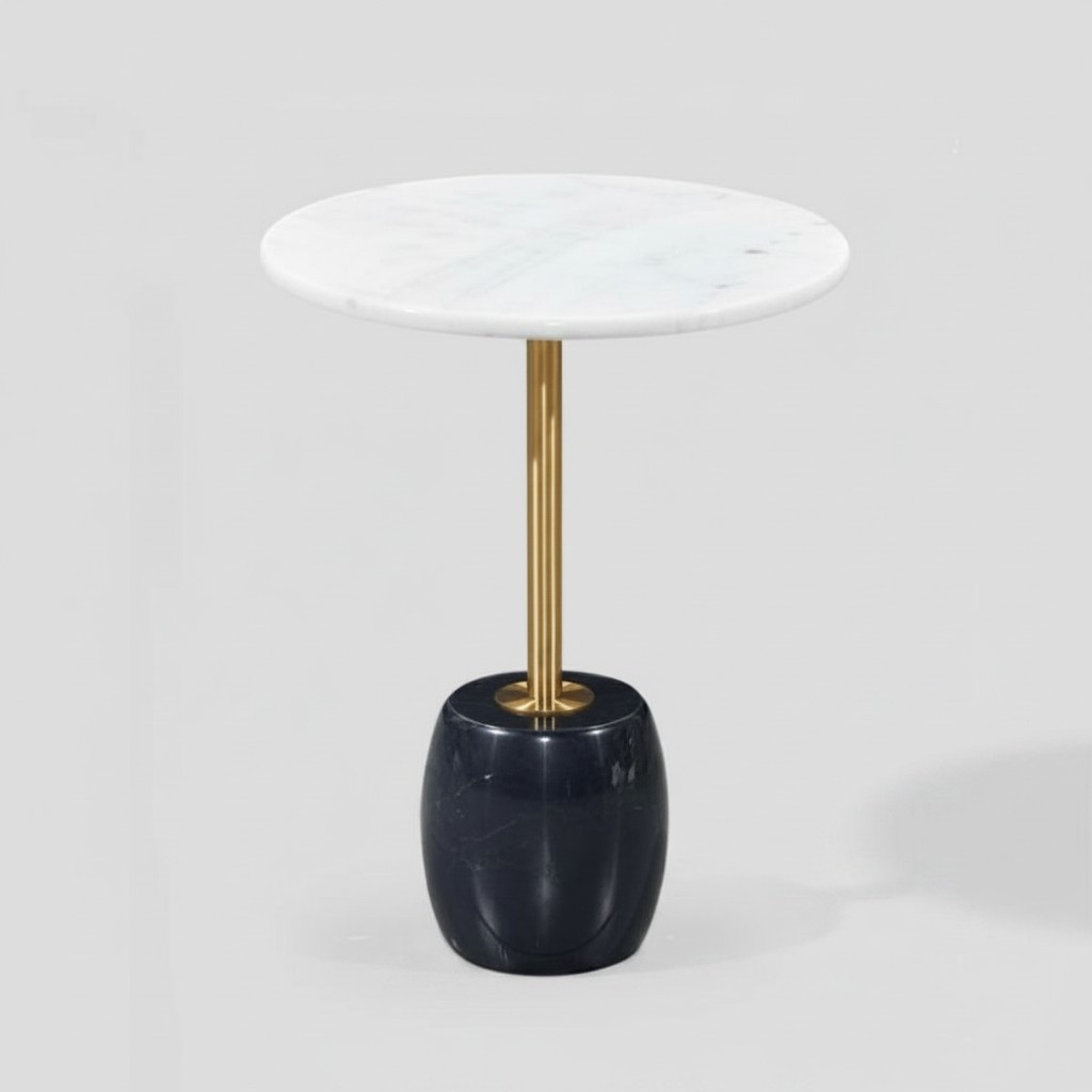 Designer Runder Beistelltisch Mit Marmorplatte Hochwertiger Couchtisch