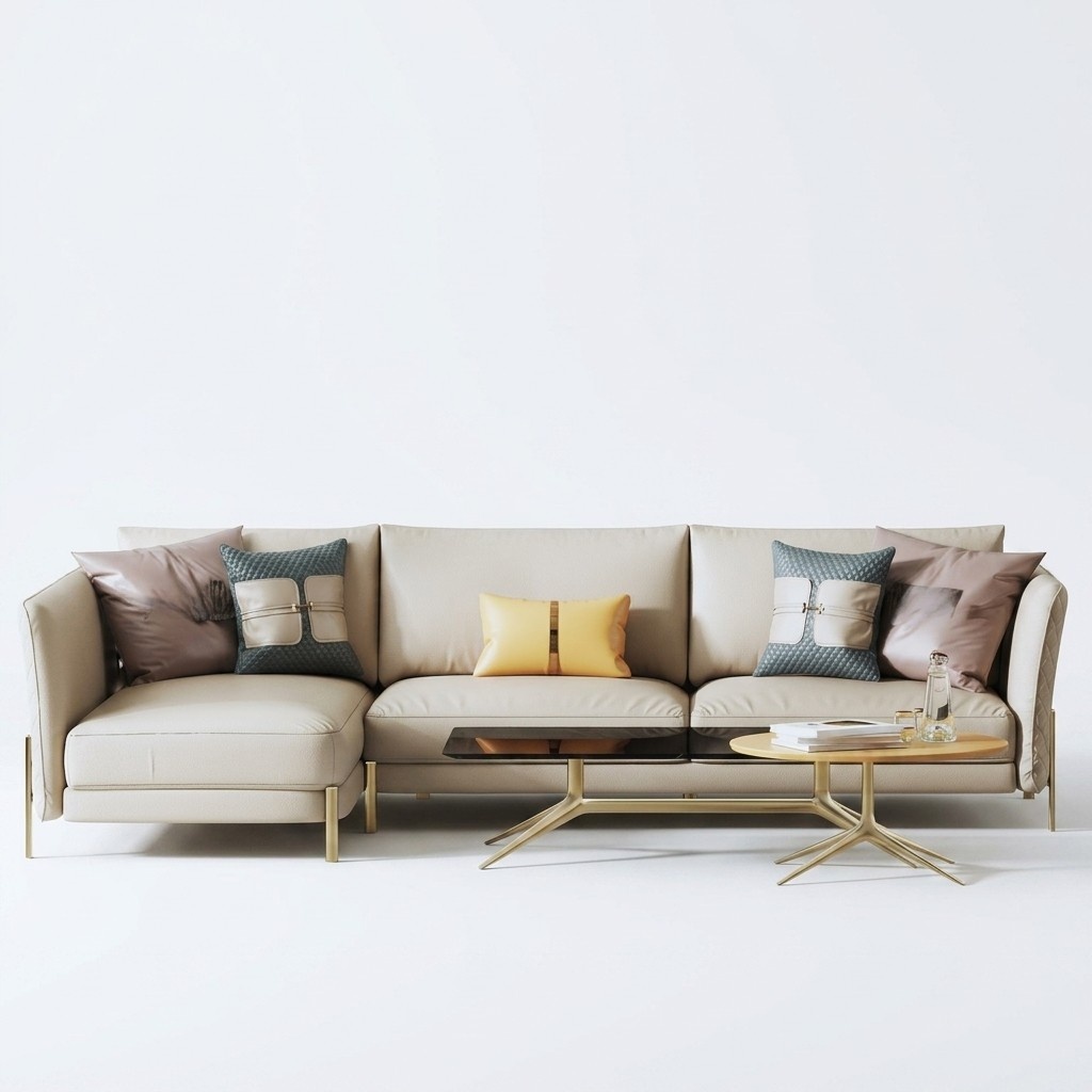 Designer Garnitur Sofa Couch Ecksofa mit Hocker Polster Wohnlandschaft