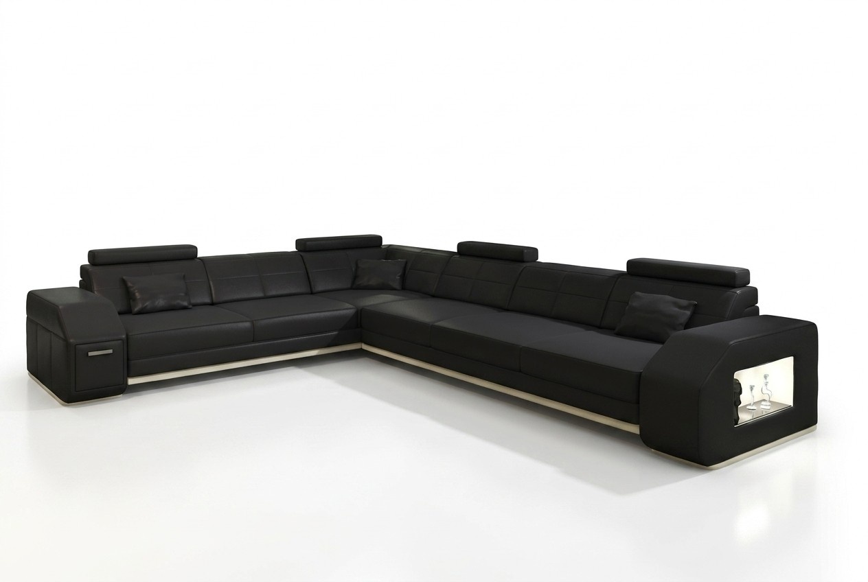 Couch Ecksofa Leder Textil Polster Garnitur Designer Sofa Wohnlandschaft