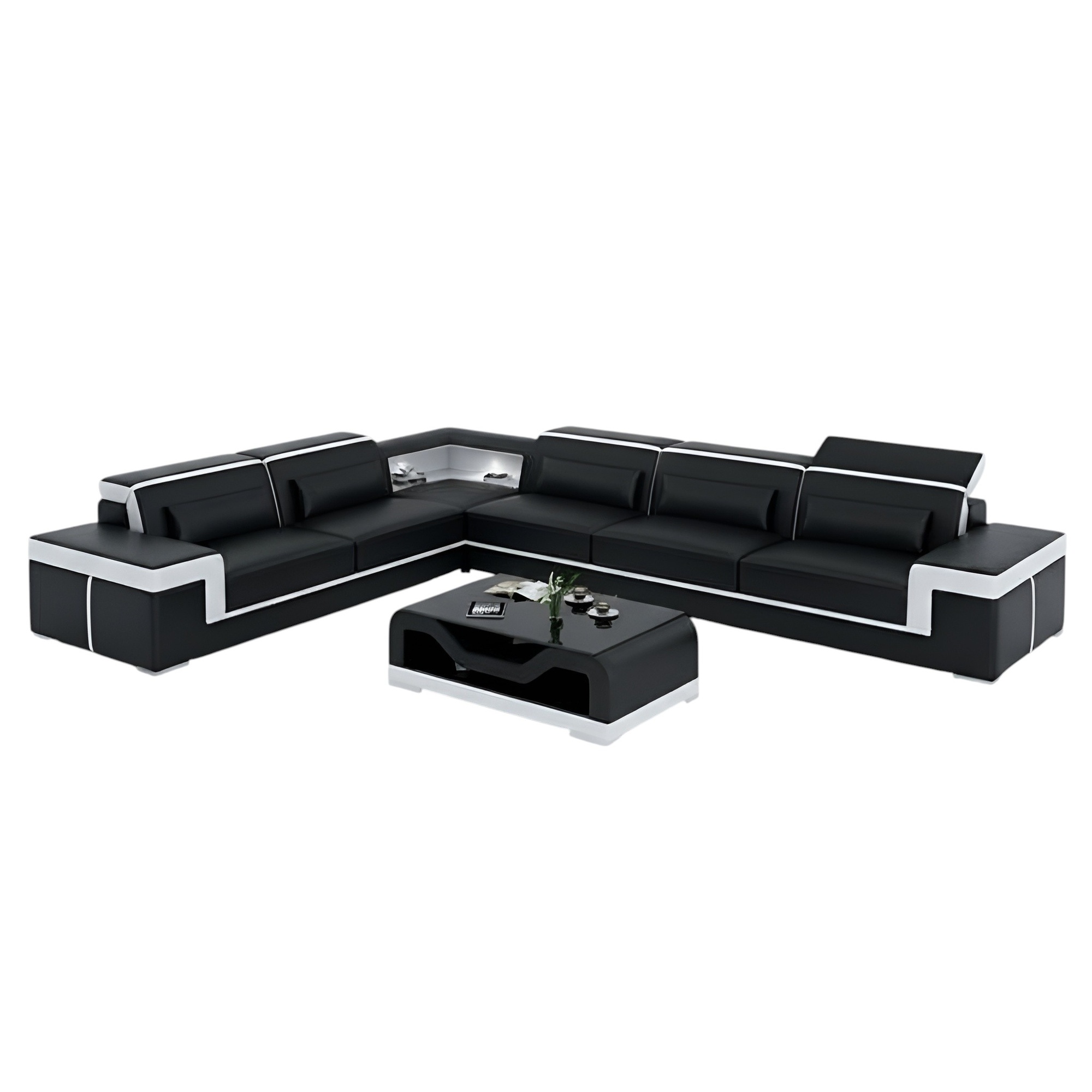 Designer Sofa Couch Ecksofa Leder Textil Garnitur Wohnlandschaft Polster