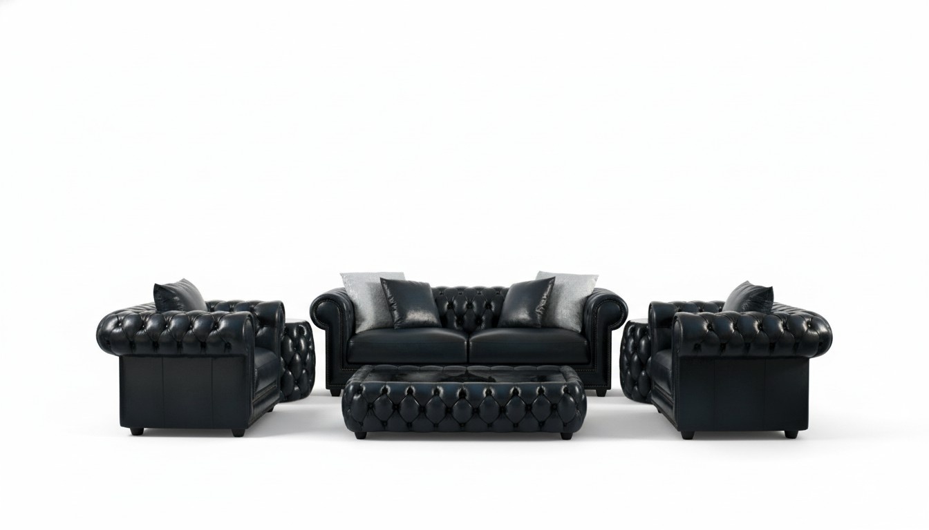 Designer Sofa Sofagarnitur 3+1+1 Sitzer Couch Polster Chesterfield Garnitur A5