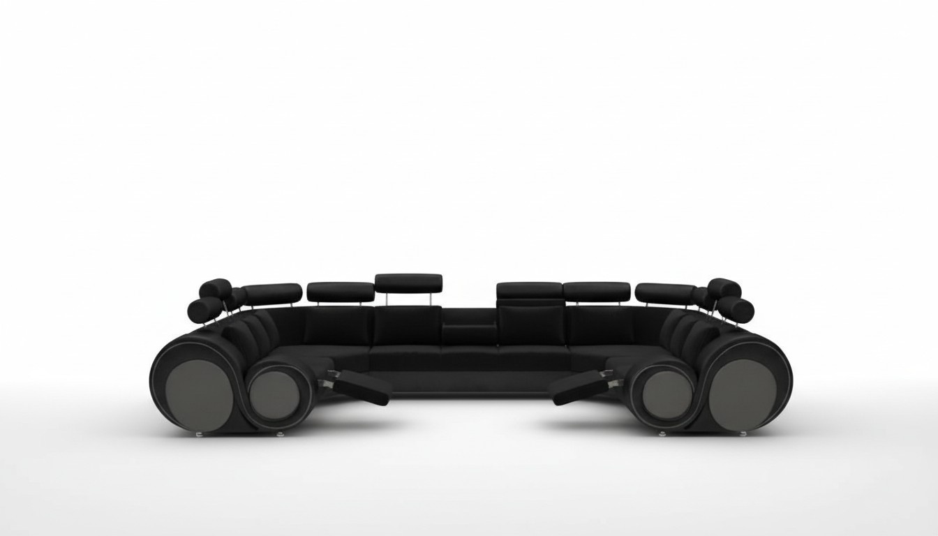 XXL Big Wohnlandschaft Sofa + USB Polster Eck Leder Sofas Garnitur Couchen LED