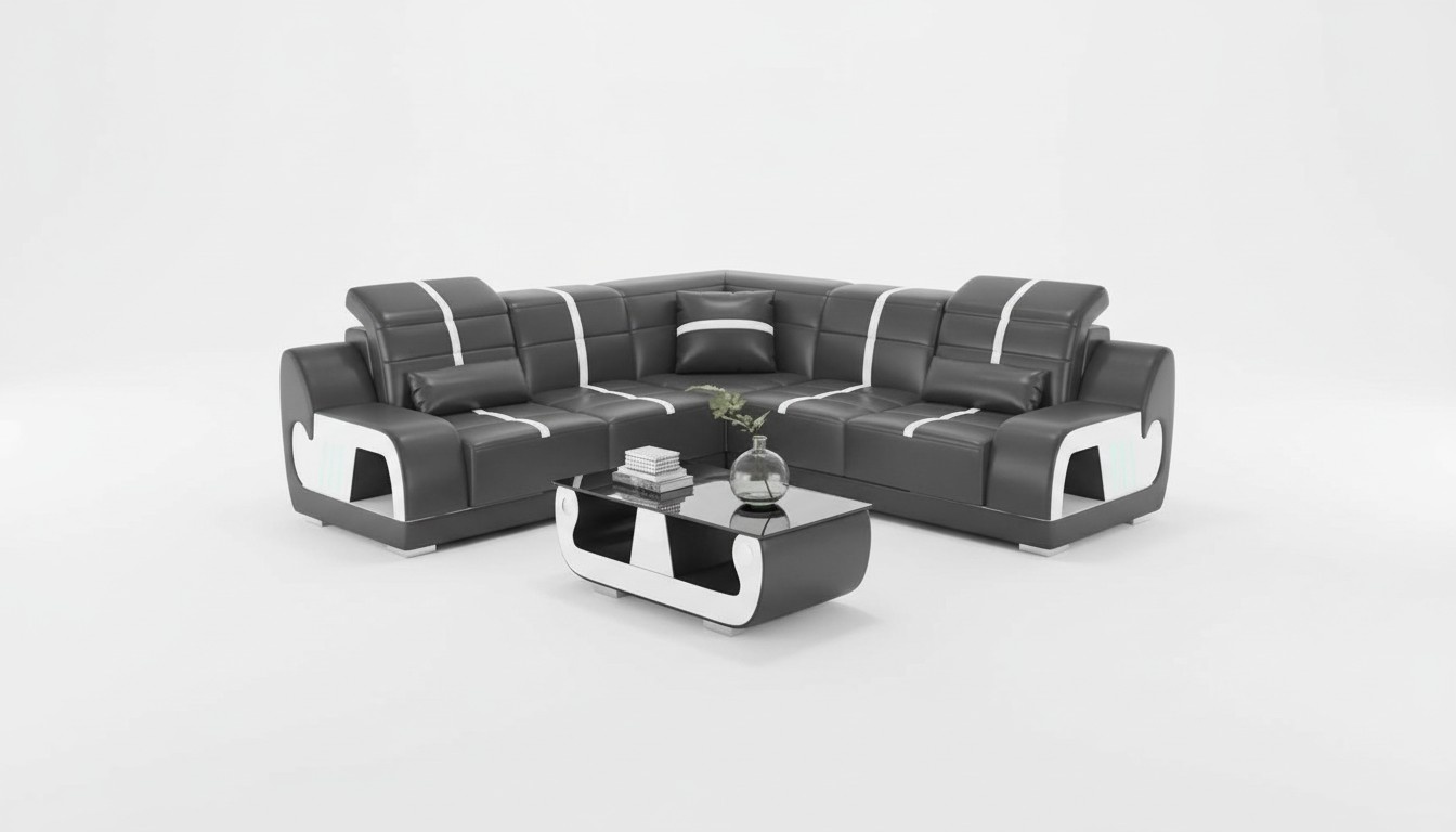 Designersofa Ecksofa Sofa L Form Schwarz Kunstleder Polster Sofas Eck