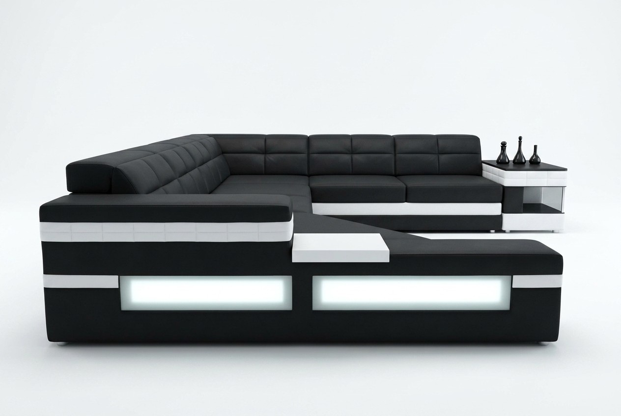 Designersofa Sofa USB Wohnlandschaft Ecksofa Wohnlandschaft Polster Couch LED