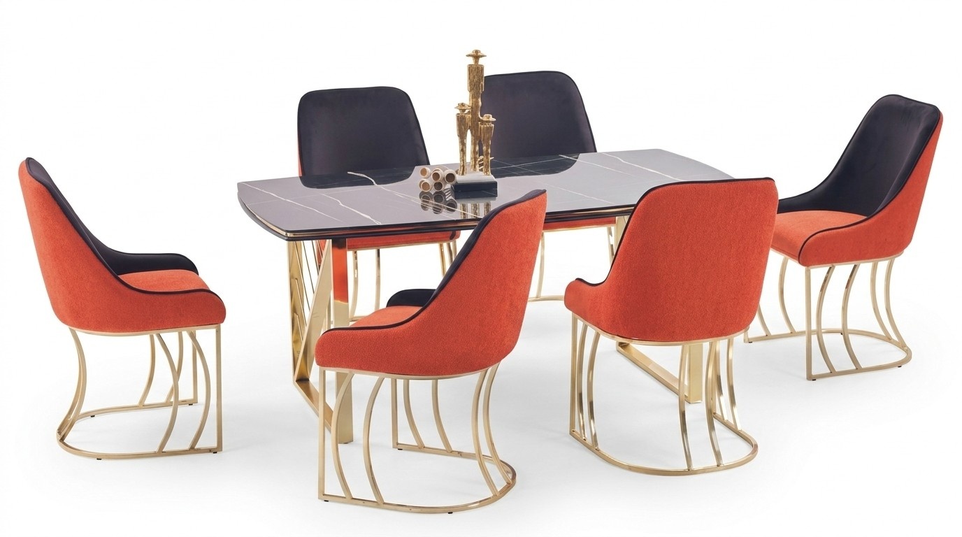 Designstuhl Garnitur Stuhl Set Stuhlgruppe Esszimmer Lounge Tisch 7tlg