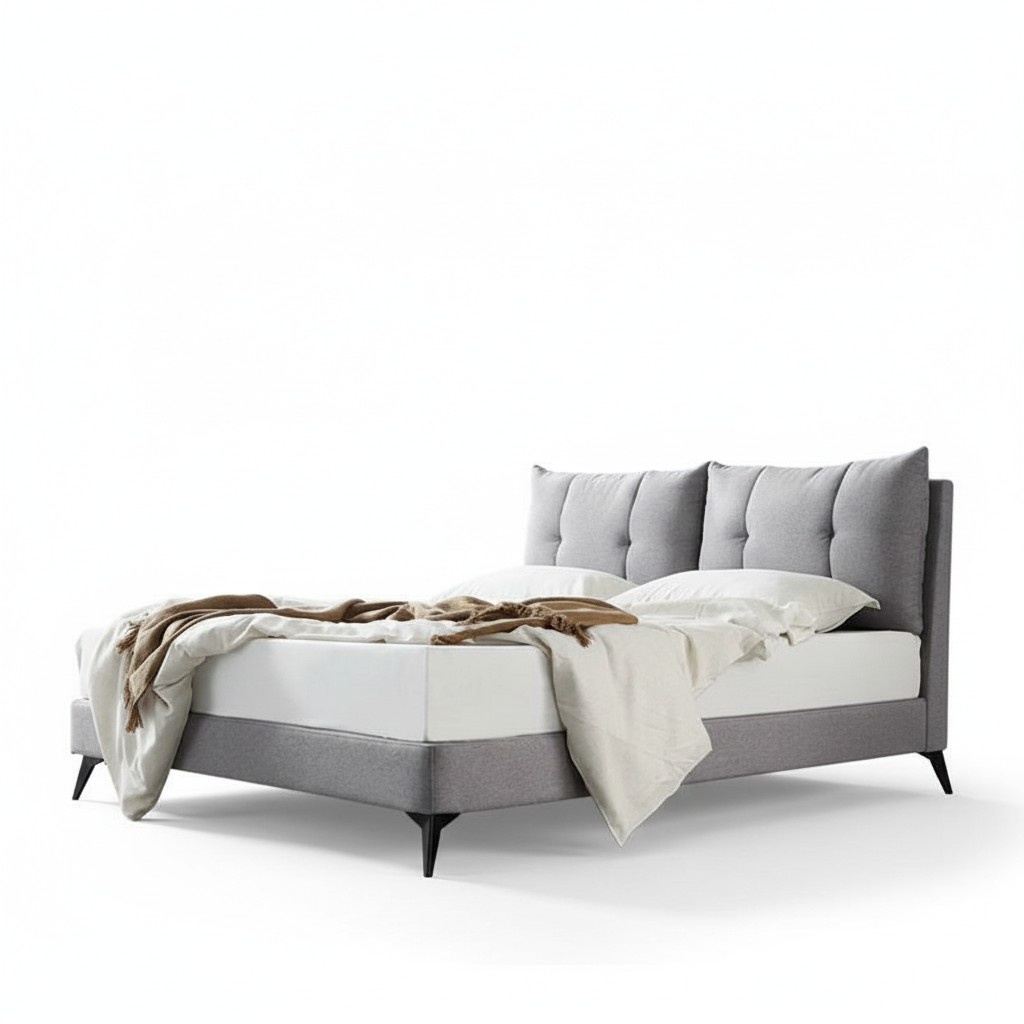 Doppel Hotel Bett Betten Beige 180x200 Schlaf Zimmer Leder Polster Design