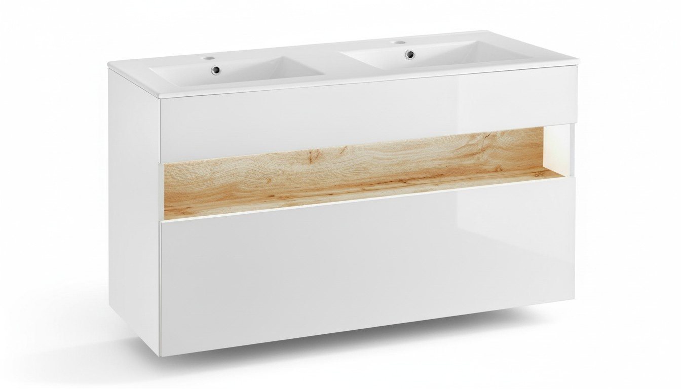 Doppel Waschtisch Waschbeckenunterschrank mit Waschtisch Becken