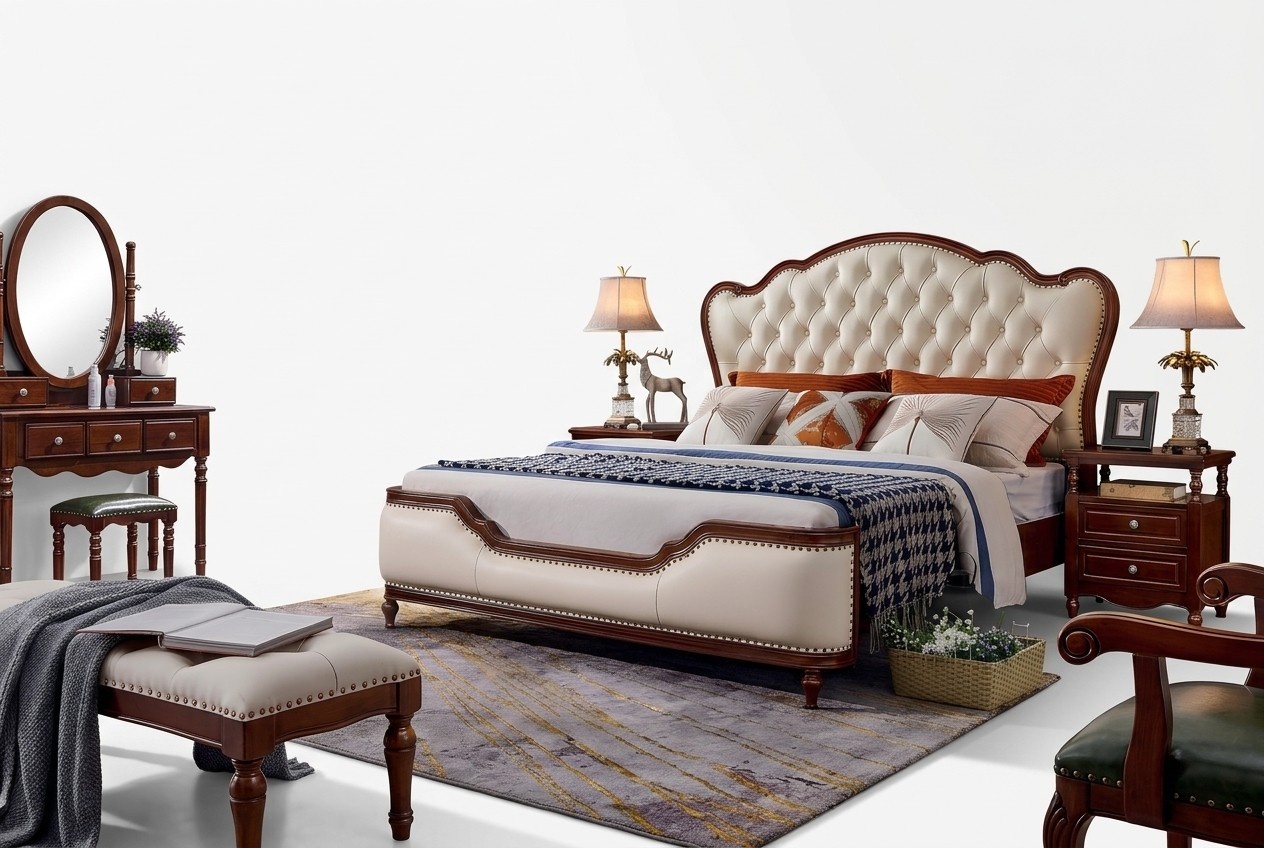 Doppelbett Bettrahmen Bett Holz Doppel Schlafzimmer Weiß Klassisch Neu