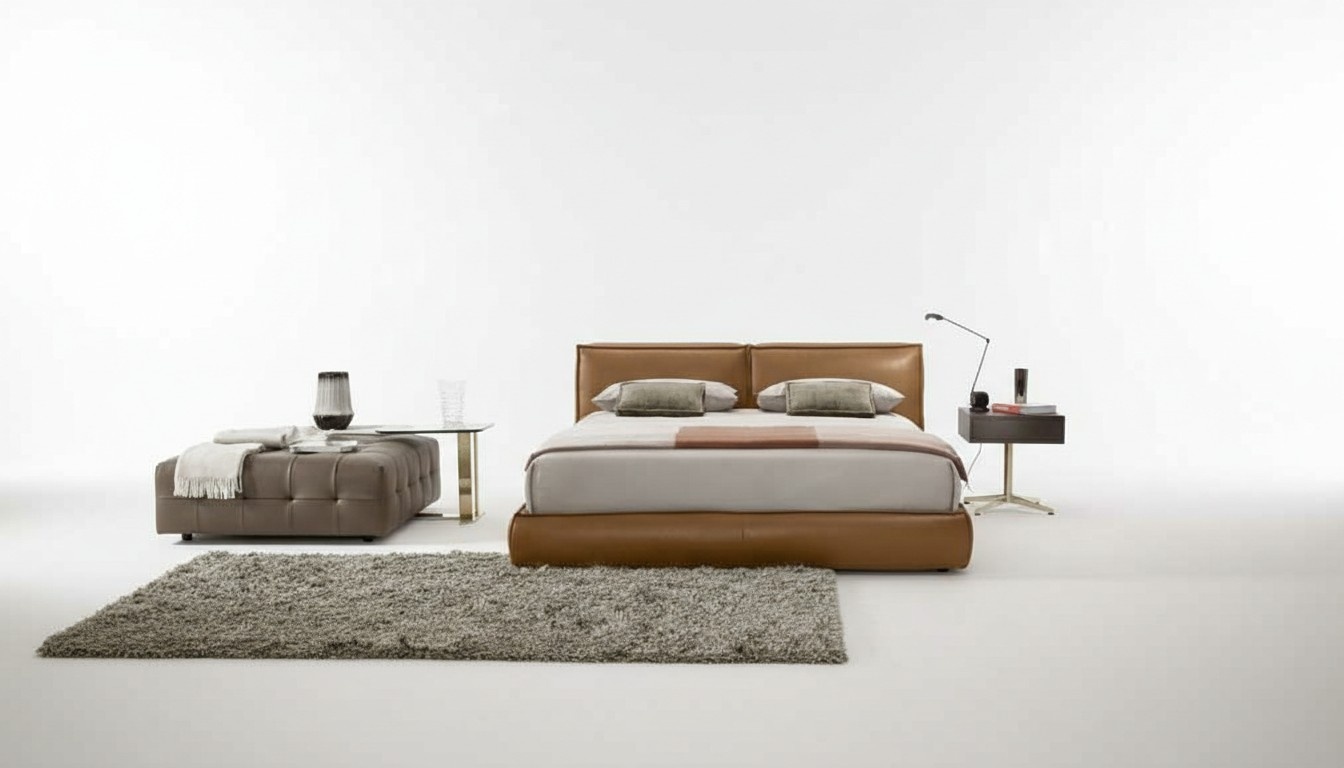 Doppelbett Polster Bett Luxus Schlafzimmer Betten Doppel Bettrahmen Braun Möbel