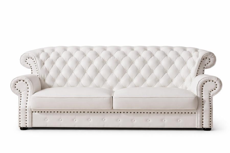 Dreisitzer Chesterfield Hohe Rückenlehne Echt Handarbeit Leder Couch
