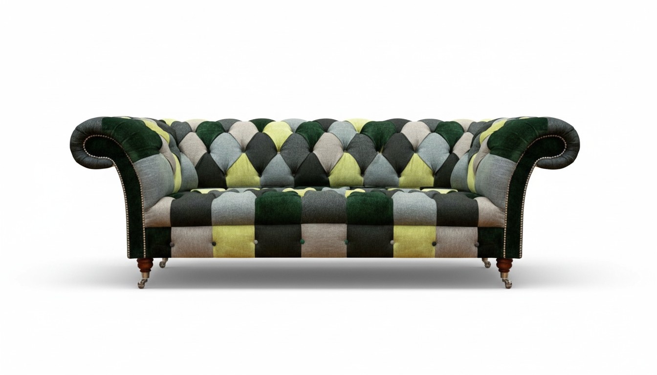 Dreisitzer Couch Einrichtung Sitzmöbel Polster Stoff Mehrfarbig Chesterfield
