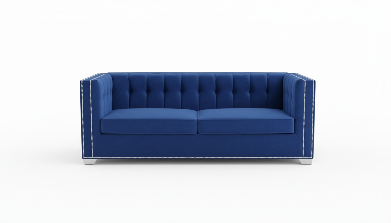 Dreisitzer Couch Polster Sitz Sofas Textil Sofa 3 Sitzer Blau Chesterfield Neu